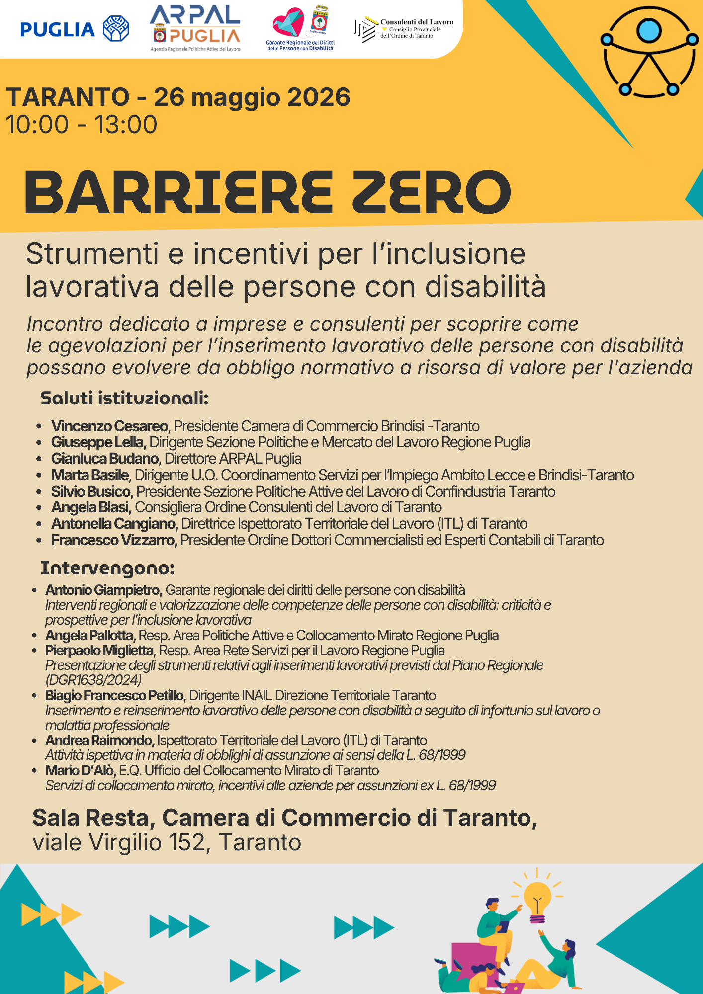 Incontro 𝐁𝐀𝐑𝐑𝐈𝐄𝐑𝐄 𝐙𝐄𝐑𝐎, iniziativa della Regione Puglia, a 𝐓𝐚𝐫𝐚𝐧𝐭𝐨.